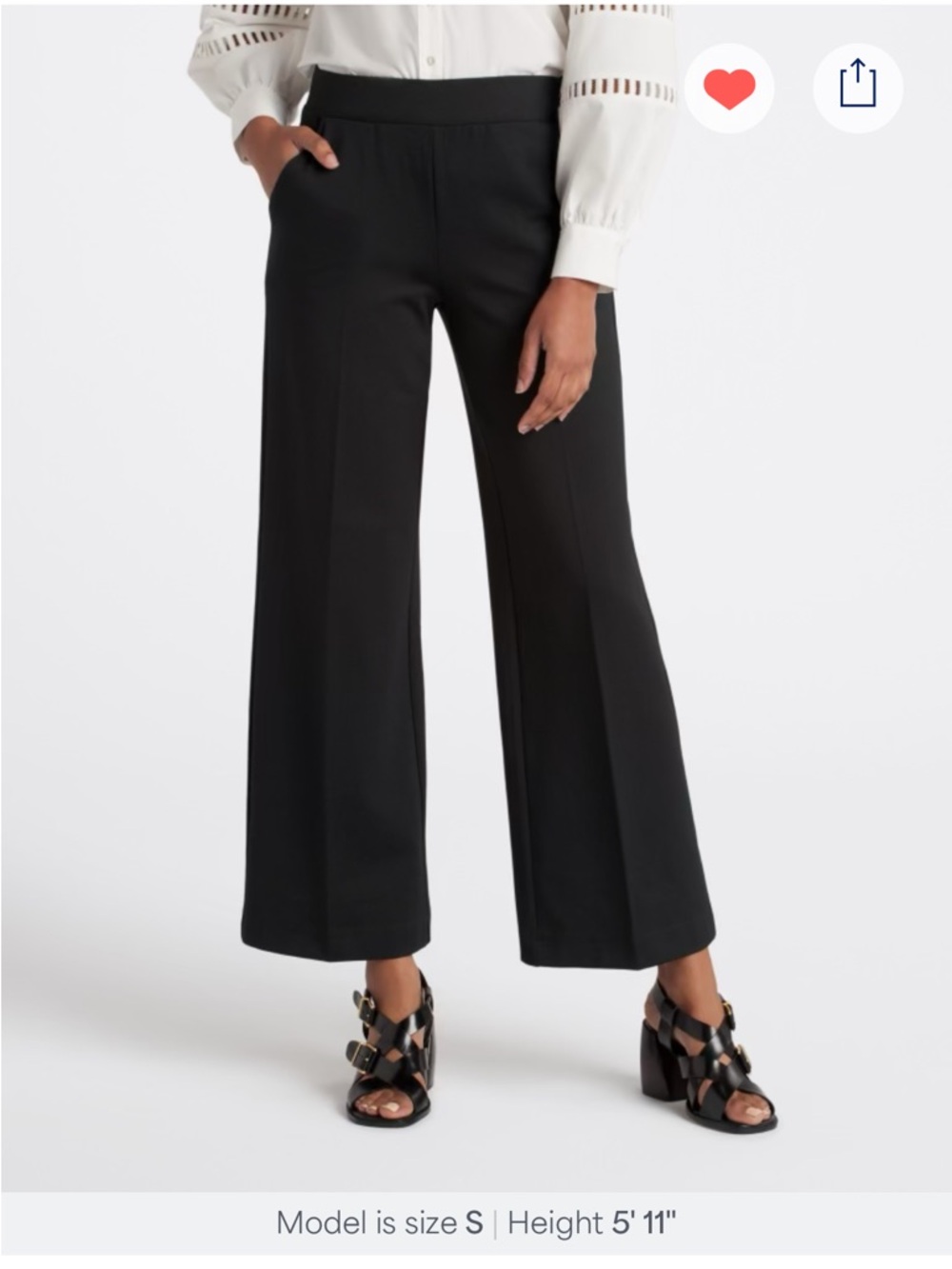 Classic Black Wide-Leg Pull-On Trousers